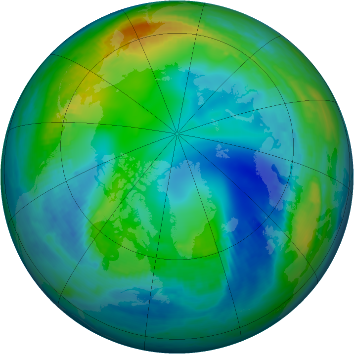 Arctic ozone map for 20 November 1999